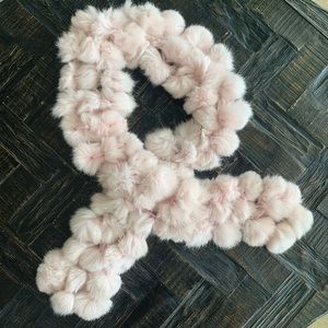 Light Pink Rabbit Pom Pom Scarf